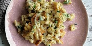 Beitragsbild des Blogbeitrags deftige Bärlauchspätzle 