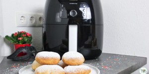 Beitragsbild des Blogbeitrags Vegane Faschingskrapfen aus dem Airfryer