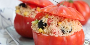 Beitragsbild des Blogbeitrags Couscous Paradeiser Salat #vegan