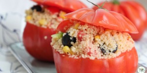 Beitragsbild des Blogbeitrags Couscous Paradeiser Salat #vegan 