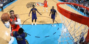Beitragsbild des Blogbeitrags NBA: Westbrook knackt Twin Towers 