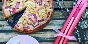 Beitragsbild des Blogbeitrags Birnen Rhabarber Tarte