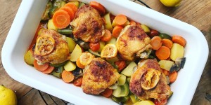 Beitragsbild des Blogbeitrags Ofenhuhn mit Gemüse