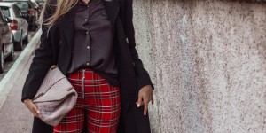 Beitragsbild des Blogbeitrags Outfit: Karierte Leggings mit Reißverschluss 