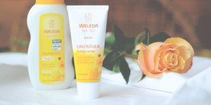 Beitragsbild des Blogbeitrags Meine Lieblingsprodukte von Weleda für das Baby