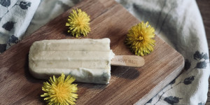 Beitragsbild des Blogbeitrags Homemade Löwenzahnhonig-Joghurt-Eis