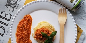 Beitragsbild des Blogbeitrags Vegane Bolognese 