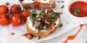 Beitragsbild des Blogbeitrags Pilz Bruschetta mit Fruchtsaft