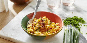 Beitragsbild des Blogbeitrags Eiernockerl mit gebratenen Zwiebeln