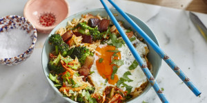 Beitragsbild des Blogbeitrags Fried Rice mit Speck und Kimchi 