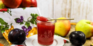Beitragsbild des Blogbeitrags Apfel-Pflaumen-Marmelade optional mit Zimt | herbstliche Konfitüre!