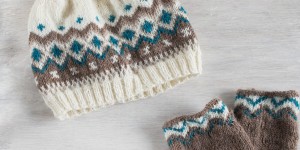 Beitragsbild des Blogbeitrags Fingerlose Handschuhe und Mütze mit Jaquard Muster