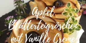 Beitragsbild des Blogbeitrags Butterige Apfel-Blätterteig-Röschen mit einer Bourbon Vanille Creme