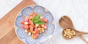 Beitragsbild des Blogbeitrags Watermelon Feta Salad with Walnuts | Recipe