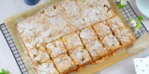 Beitragsbild des Blogbeitrags Rhabarberkuchen mit Kokosstreuseln