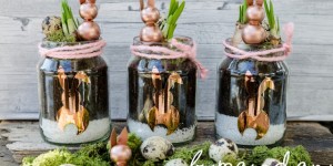 Beitragsbild des Blogbeitrags Upcycling Frühlingsdeko aus alten Gläsern