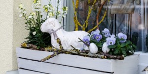 Beitragsbild des Blogbeitrags Frühlings-Fensterkästen mit DIY Betonfiguren