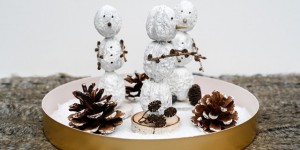 Beitragsbild des Blogbeitrags DIY Schneemänner aus Walnüssen - eine entzückende Dekoration für den Winter 