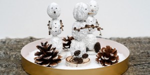 Beitragsbild des Blogbeitrags DIY Schneemänner aus Walnüssen - eine entzückende Dekoration für den Winter