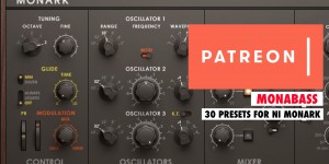 Beitragsbild des Blogbeitrags Patreon Sound Goody #1 – 30 Presets For The Native Native Instruments Monark Synthesizer 