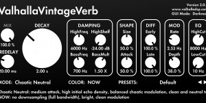 Beitragsbild des Blogbeitrags ValhallaVintageVerb 2.0.2 Adds Chaos Neutral Reverb Mode & VST3 Support 