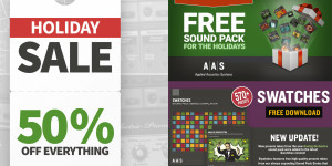 Beitragsbild des Blogbeitrags AAS News: a free sound pack, Swatches free plugin with more sounds & 50% OFF holiday sale 