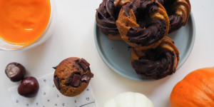 Beitragsbild des Blogbeitrags Gesunde Marmormuffins mit Kürbis