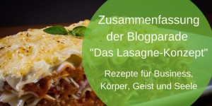 Beitragsbild des Blogbeitrags Zusammenfassung Blogparade „Das Lasagne-Konzept“ – Rezepte für’s Business, für Körper, Geist und Seele 