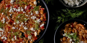 Beitragsbild des Blogbeitrags Rezept: Griechischer Orzo-Auflauf