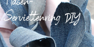 Beitragsbild des Blogbeitrags Blaue Ohren - schnelle Serviettenringe aus Jeans und Efeu DIY