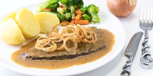 Beitragsbild des Blogbeitrags Rindsschnitzel á la Zwiebelrostbraten so geht günstigER kochen