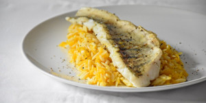 Beitragsbild des Blogbeitrags lauwarmer Bio Risoni-Kürbis-Salat mit Bio Zander