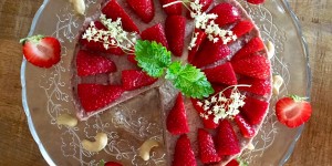 Beitragsbild des Blogbeitrags Erdbeer-Eiscreme-Torte: rohvegane Köstlichkeit für warme Sommertage