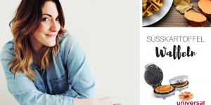 Beitragsbild des Blogbeitrags Süßkartoffelwaffeln mit Zimt und warmen Apfelkompott zur Familienjause