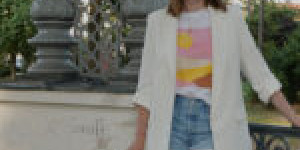 Beitragsbild des Blogbeitrags Sommeroutfit: Blazer, T-Shirt und Jeans Shorts 