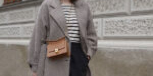 Beitragsbild des Blogbeitrags Winter Outfit mit Edited Winter Coat, Sezane striped shirt, shorts and bobbies boots