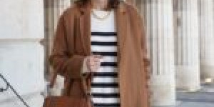 Beitragsbild des Blogbeitrags Winter Outfit: gestreiftes Sezane Kleid kombiniert mit Stiefel