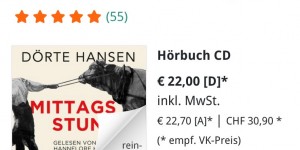 Beitragsbild des Blogbeitrags Dörte Hansen, Mittagsstunde, gelesen von Hannelore Hoger
