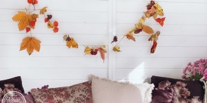 Beitragsbild des Blogbeitrags Herbstgirlande aus bunten Naturmaterialien basteln