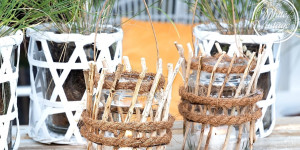Beitragsbild des Blogbeitrags Boho Laterne aus Naturmaterialien selber machen