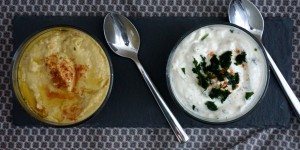 Beitragsbild des Blogbeitrags [Aufstriche] Klassischer Hummus und Topfen-Kren-Aufstrich 