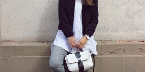 Beitragsbild des Blogbeitrags grey glencheck pants and withe blouse with black jacket
