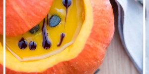 Beitragsbild des Blogbeitrags Kürbiscremsuppe mit Ingwer und Orange