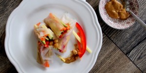 Beitragsbild des Blogbeitrags Asiatischer Snack: gefüllte Reisblätter mit Erdnussdip 
