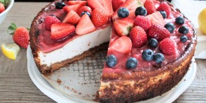 Beitragsbild des Blogbeitrags fruchtige Erdbeercheesecake