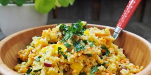 Beitragsbild des Blogbeitrags Hirse-Linsen-Salat mit Apfeldressing 