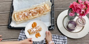 Beitragsbild des Blogbeitrags Blitzrezept: Leichter Apfel-Marillen-Strudel