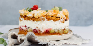 Beitragsbild des Blogbeitrags Schwimmbadtorte mit Stachelbeeren oder viel Geburtstag zum Glück