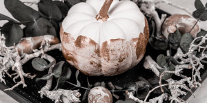 Beitragsbild des Blogbeitrags DIY Herbstdeko basteln – Kürbisse marmorieren