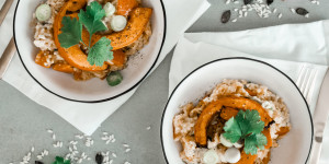 Beitragsbild des Blogbeitrags Rezept – gesundes Kürbis Risotto